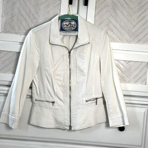 WHBM white zip up business casual jacket